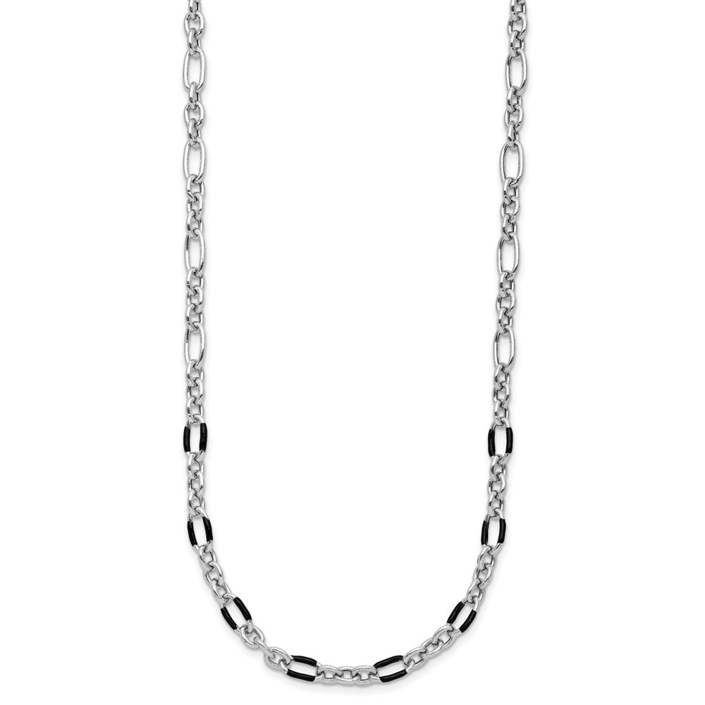 Sterling Silver Rhodium-plated with Enamel Link with 2in ext. Necklace