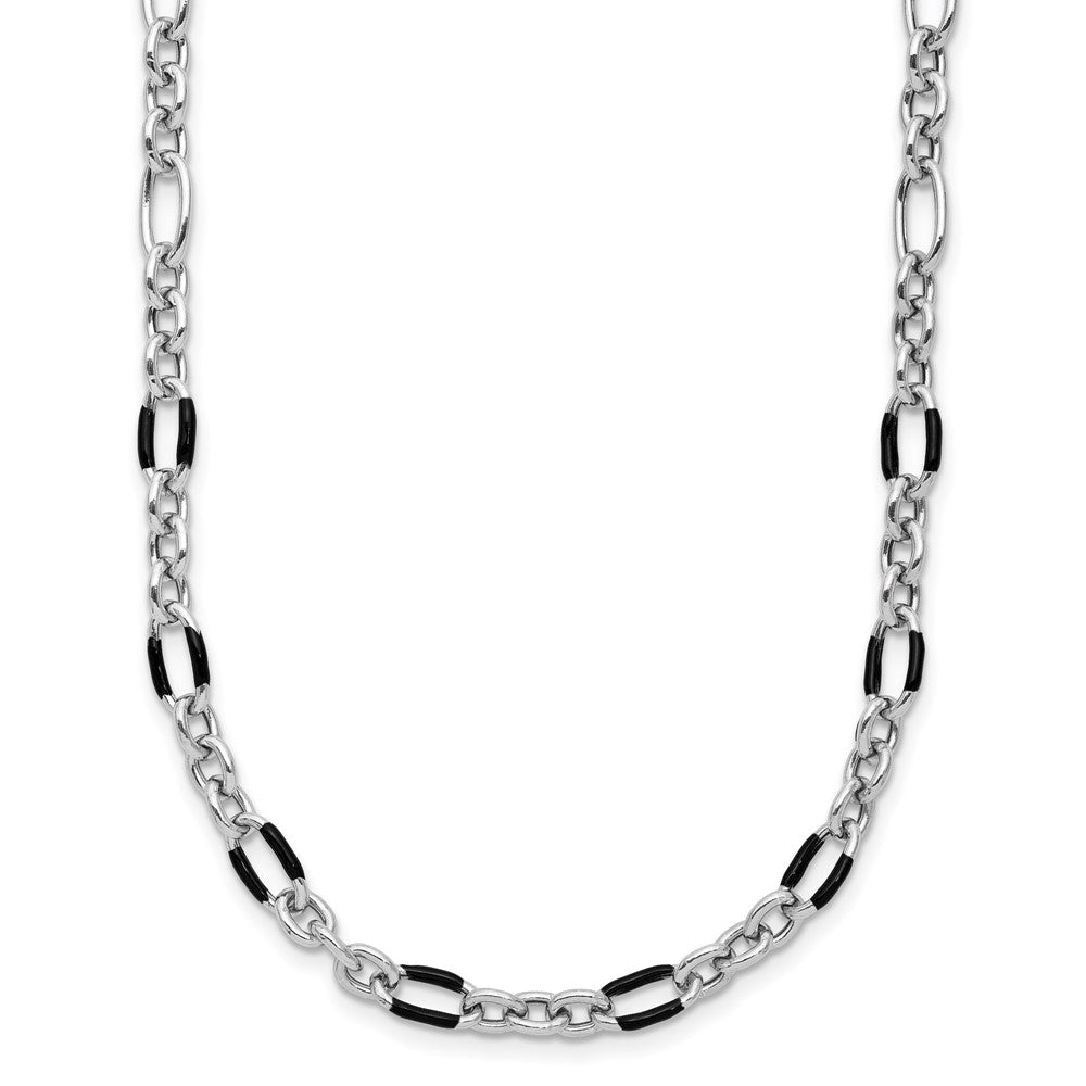 Sterling Silver Rhodium-plated with Enamel Link with 2in ext. Necklace