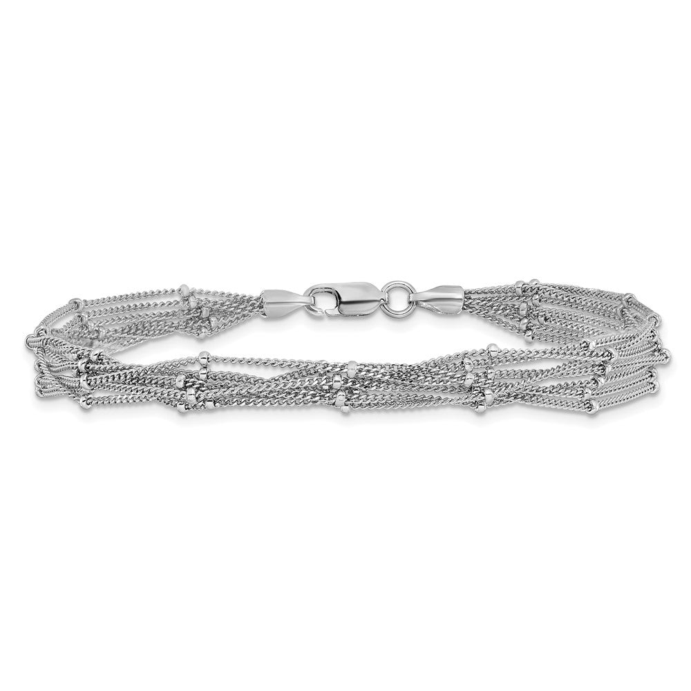 Sterling Silver Rhodium-plated Seven Strand Beaded Bracelet