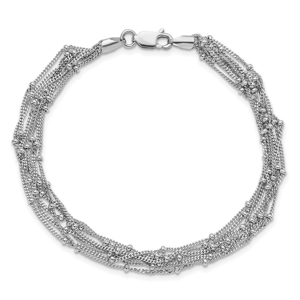 Sterling Silver Rhodium-plated Seven Strand Beaded Bracelet