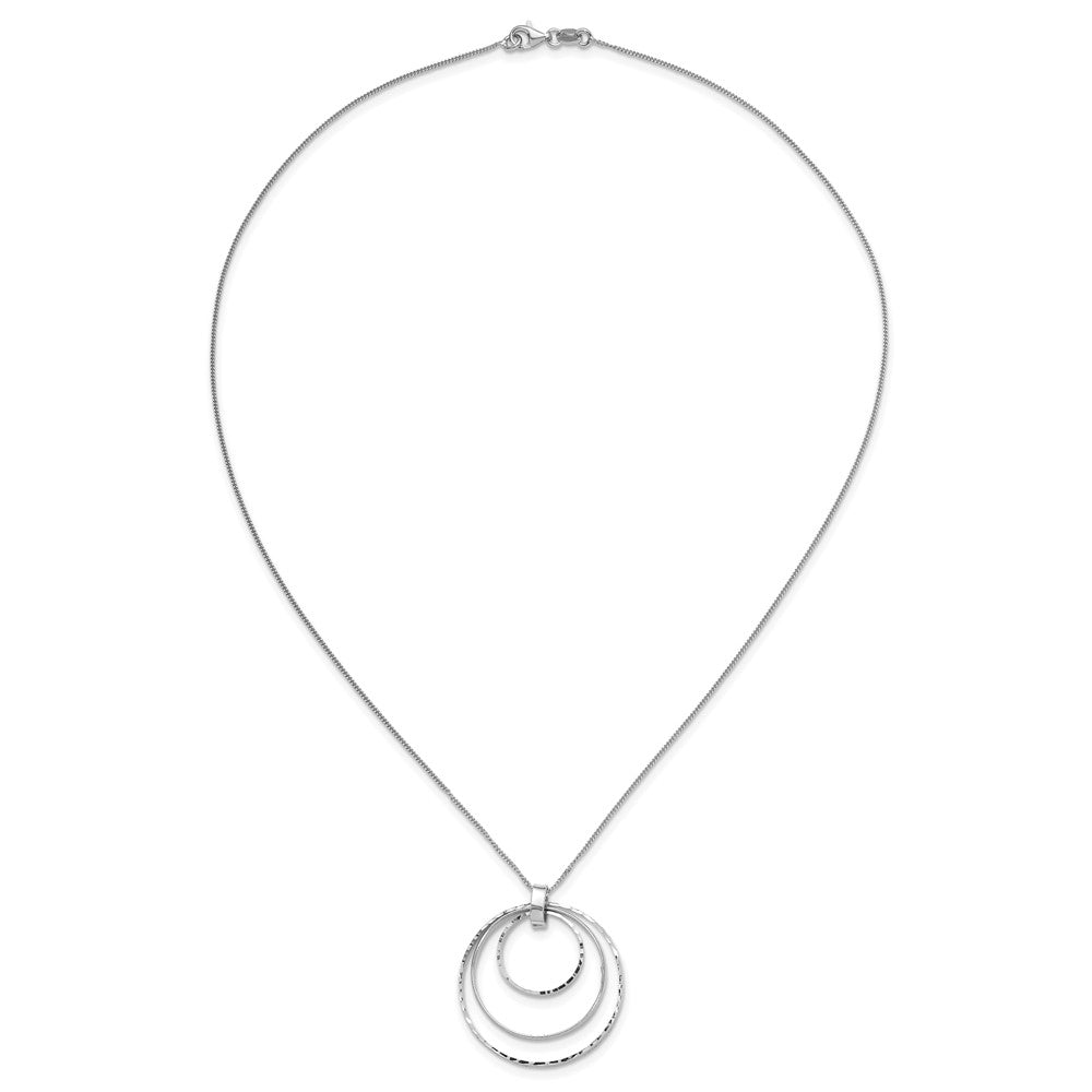 Sterling Silver Rhodium-plated Diamond-cut Circles Necklace