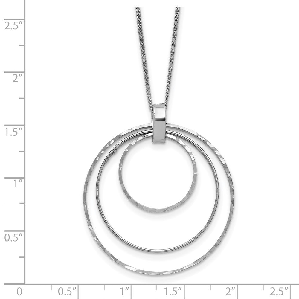 Sterling Silver Rhodium-plated Diamond-cut Circles Necklace