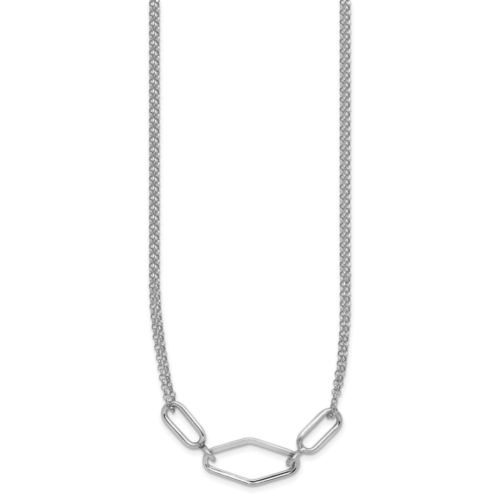 SS RH-plat Polish/Dia-cut Fancy 2-strand with 2in ext. Necklace