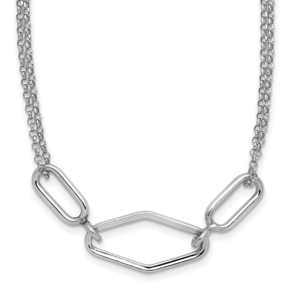 SS RH-plat Polish/Dia-cut Fancy 2-strand with 2in ext. Necklace