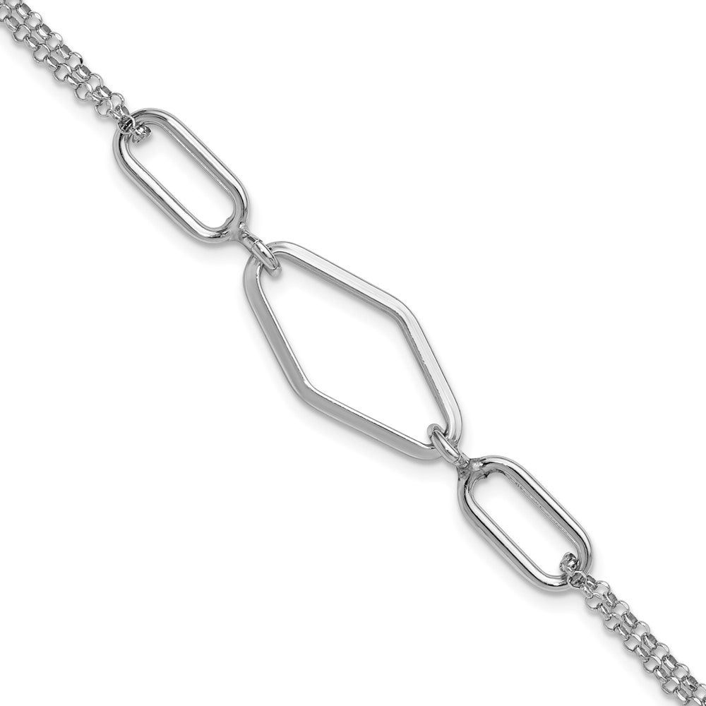 SS RH-plat Polish/Dia-cut Fancy 2-strand with .75in ext. Bracelet