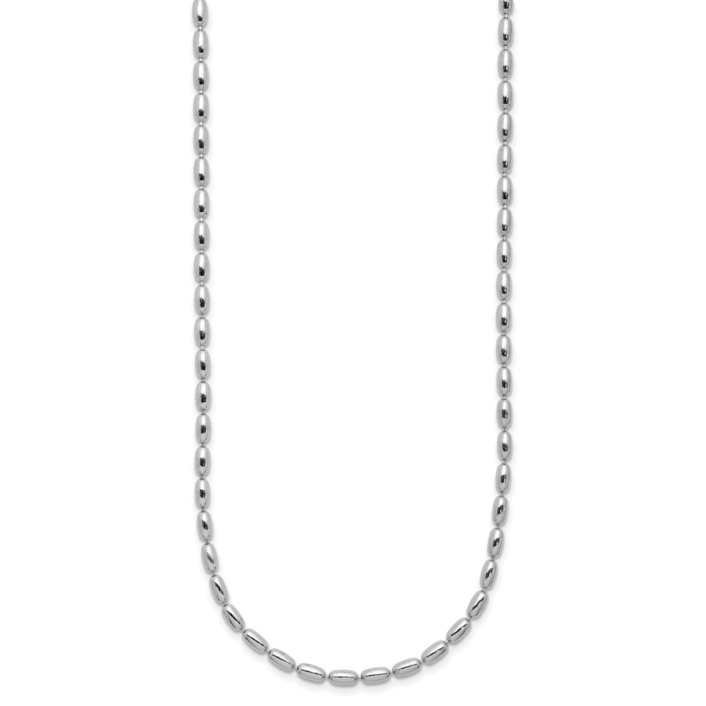 Sterling Silver Rhodium-plated Oval Beaded with 1.75in ext. Necklace