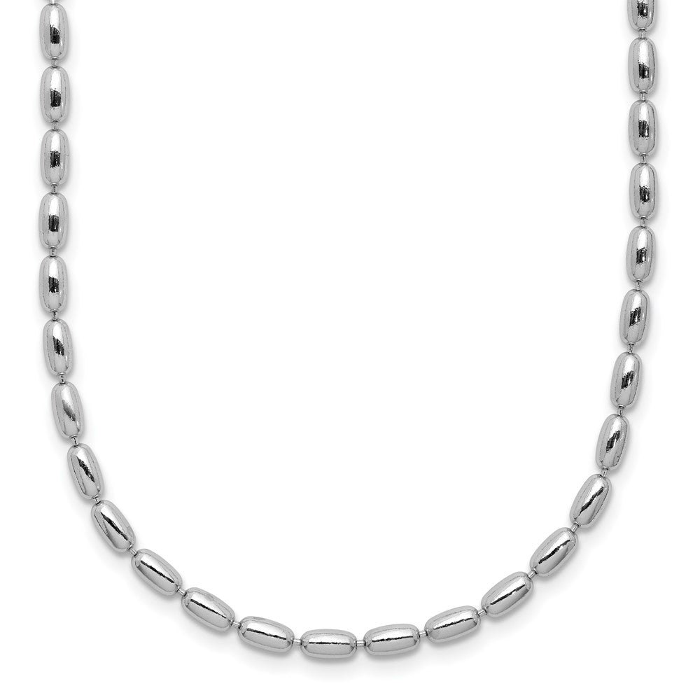 Sterling Silver Rhodium-plated Oval Beaded with 1.75in ext. Necklace