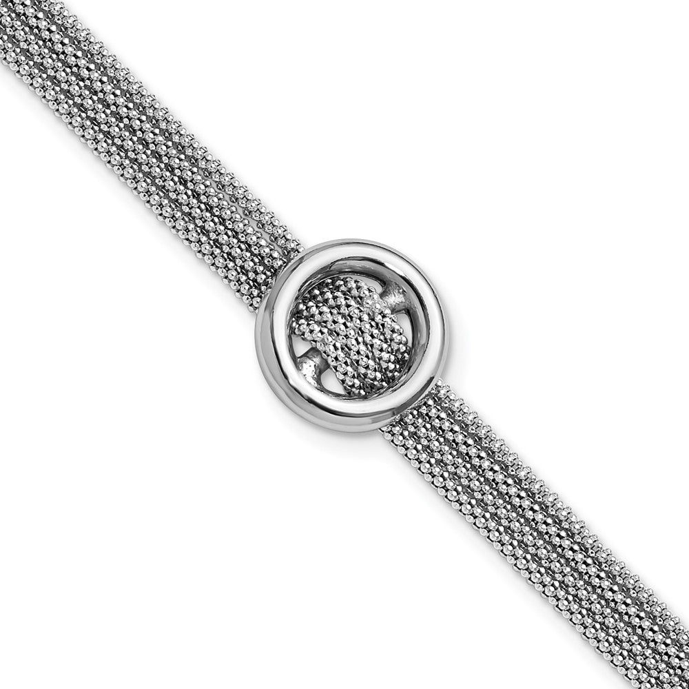 Sterling Silver RH-plat Circle Multi-strand with 1in ext. Bracelet