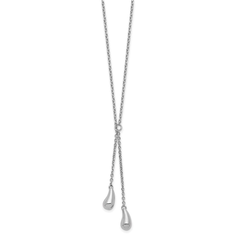 Sterling Silver Rhodium-plated Polished Drop with 1in ext. Necklace