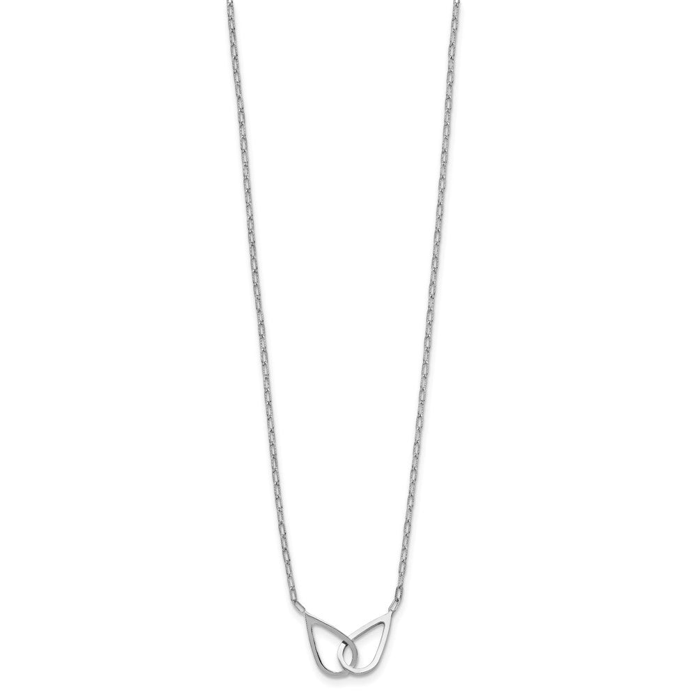 SS Rhodium-plated Polish Intertwined Teardrop with 2in ext. Necklace