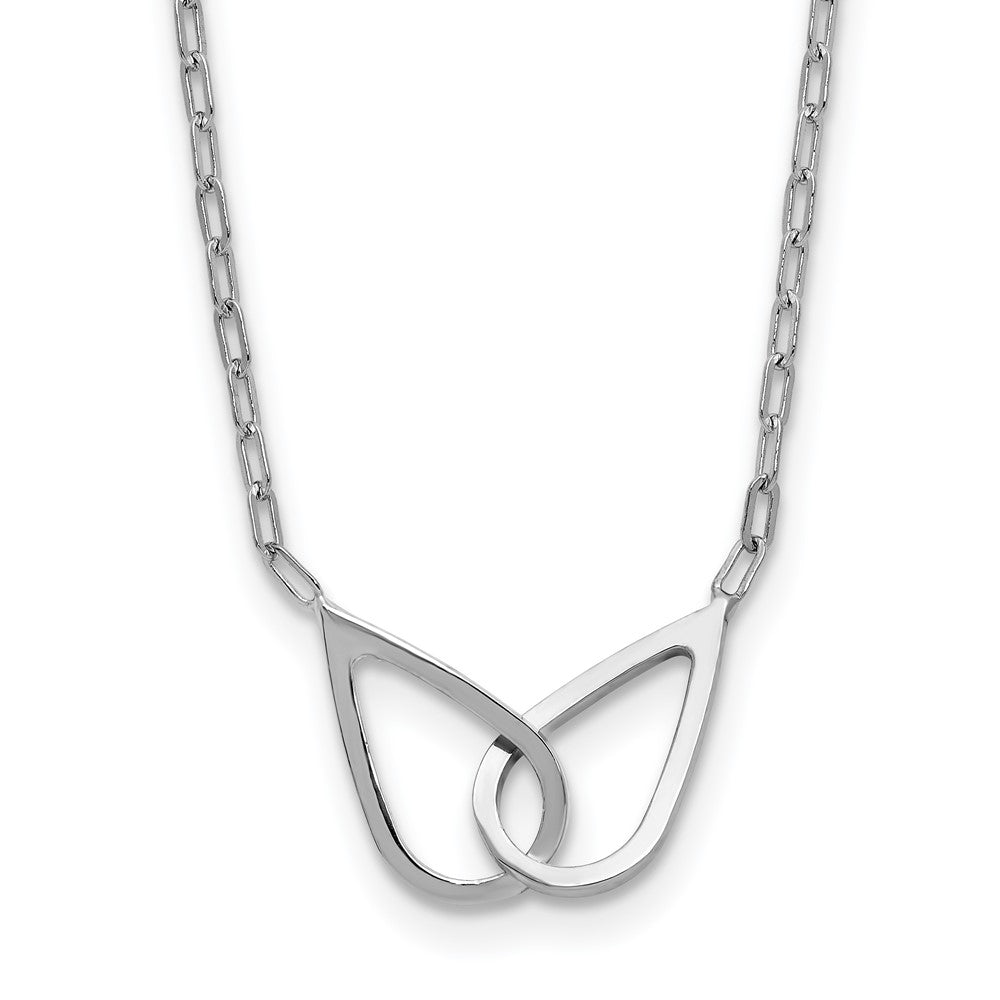 SS Rhodium-plated Polish Intertwined Teardrop with 2in ext. Necklace