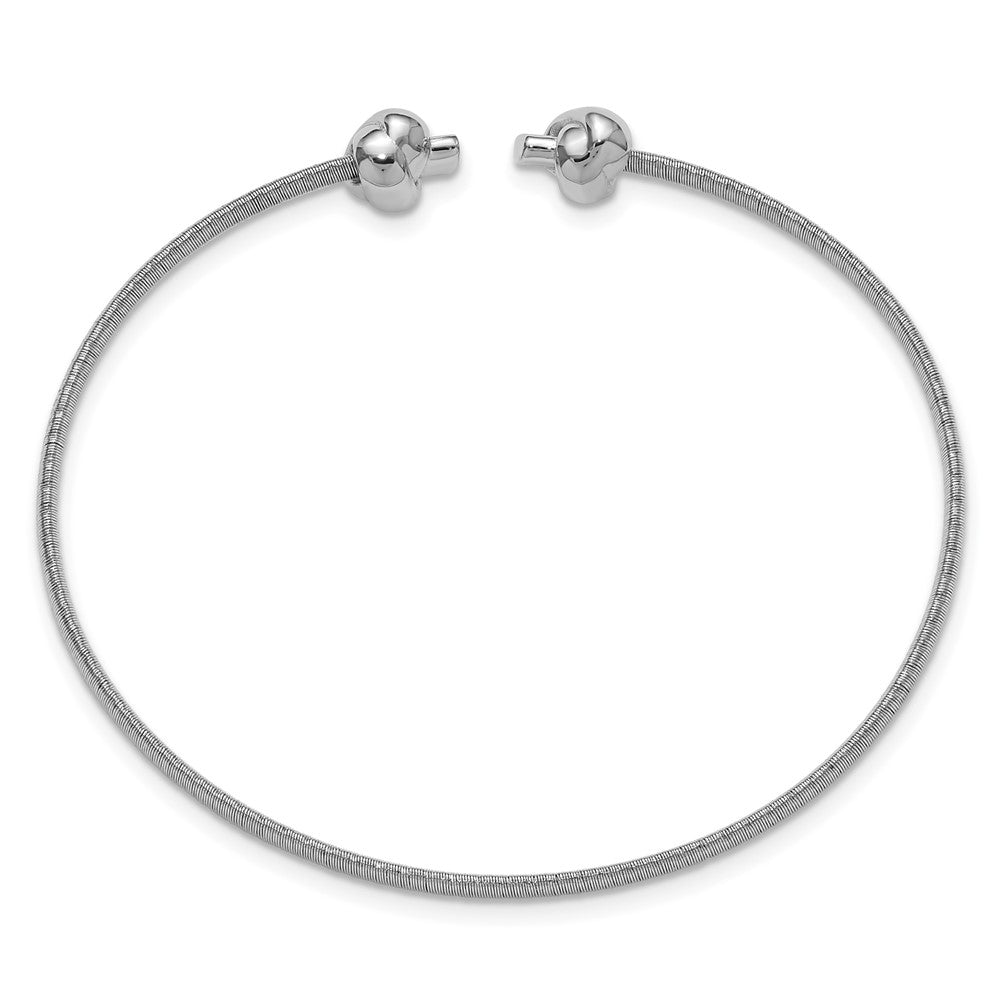 SS Rhodium-plated Polished Knots Wire Wrapped Cuff Bangle