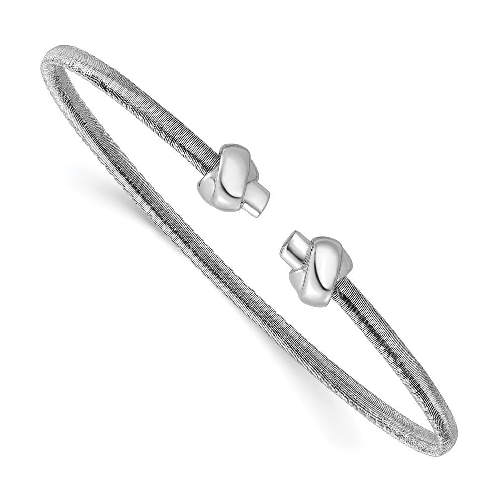 SS Rhodium-plated Polished Knots Wire Wrapped Cuff Bangle