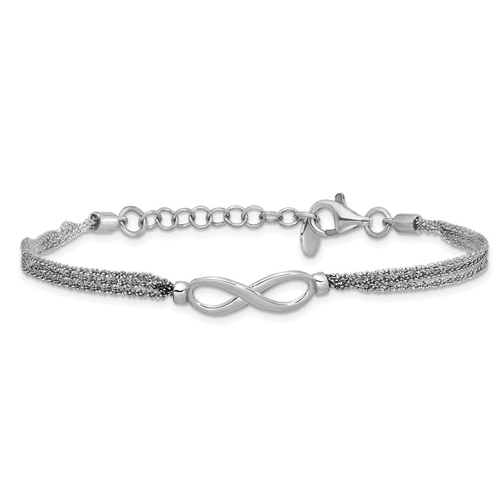 SS Rhodium-plated Multi-strand Infinity with 1in Ext. Bracelet