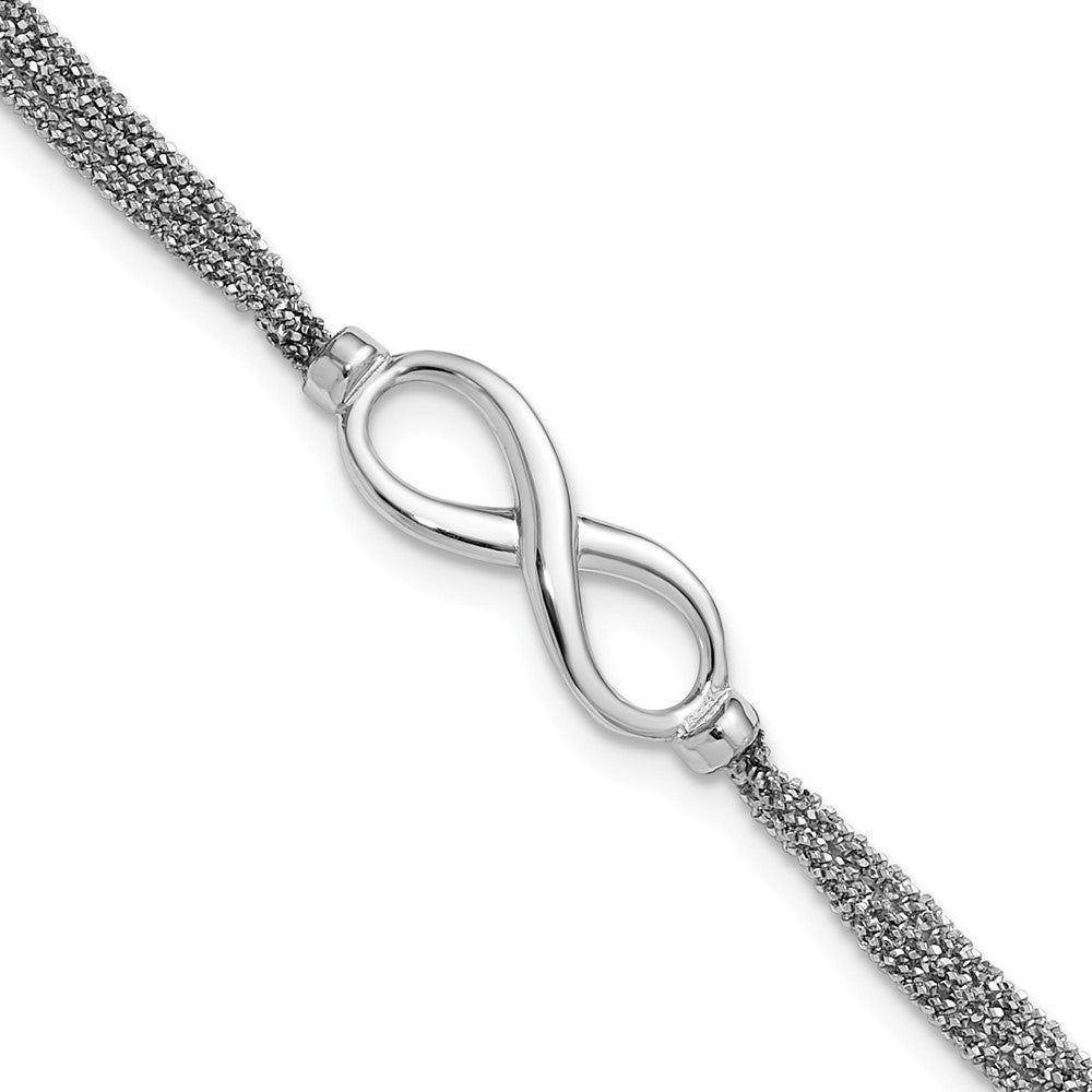 SS Rhodium-plated Multi-strand Infinity with 1in Ext. Bracelet