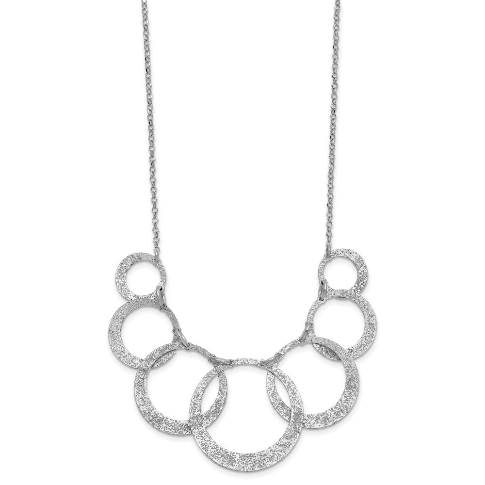 SS Radiant Essence Pol/Textured Circles with 2in Ext. Necklace
