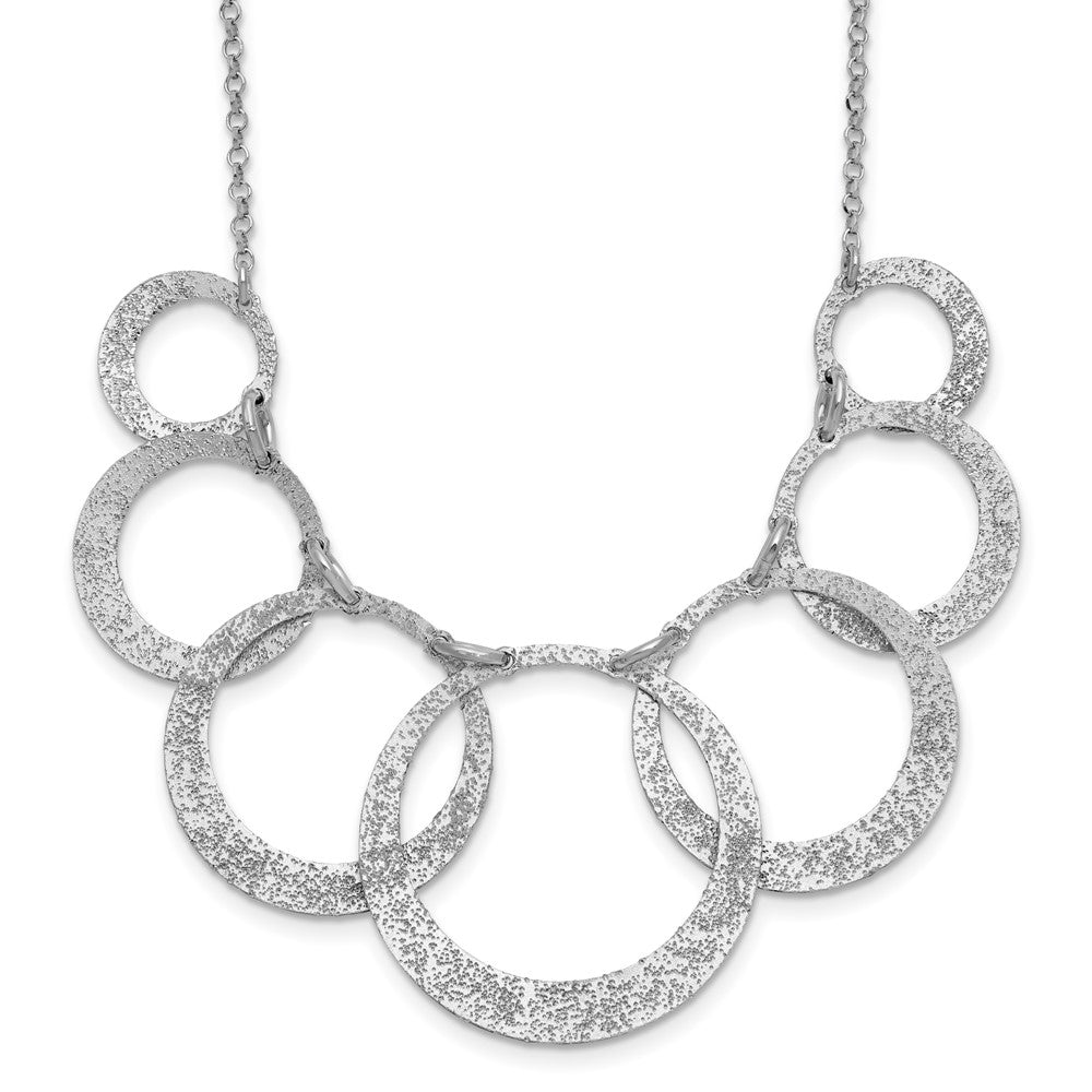 SS Radiant Essence Pol/Textured Circles with 2in Ext. Necklace