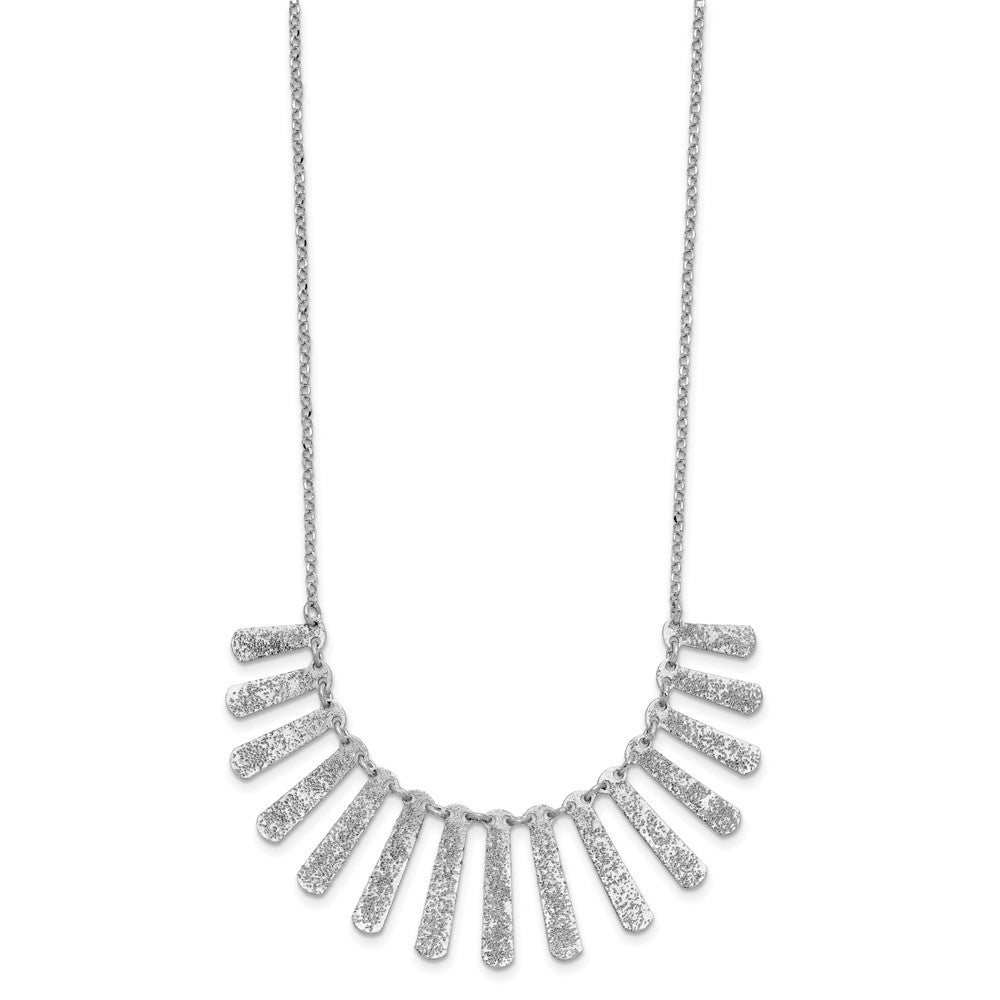 SS Radiant Essence Pol/Textured Bars with 2in Ext. Necklace