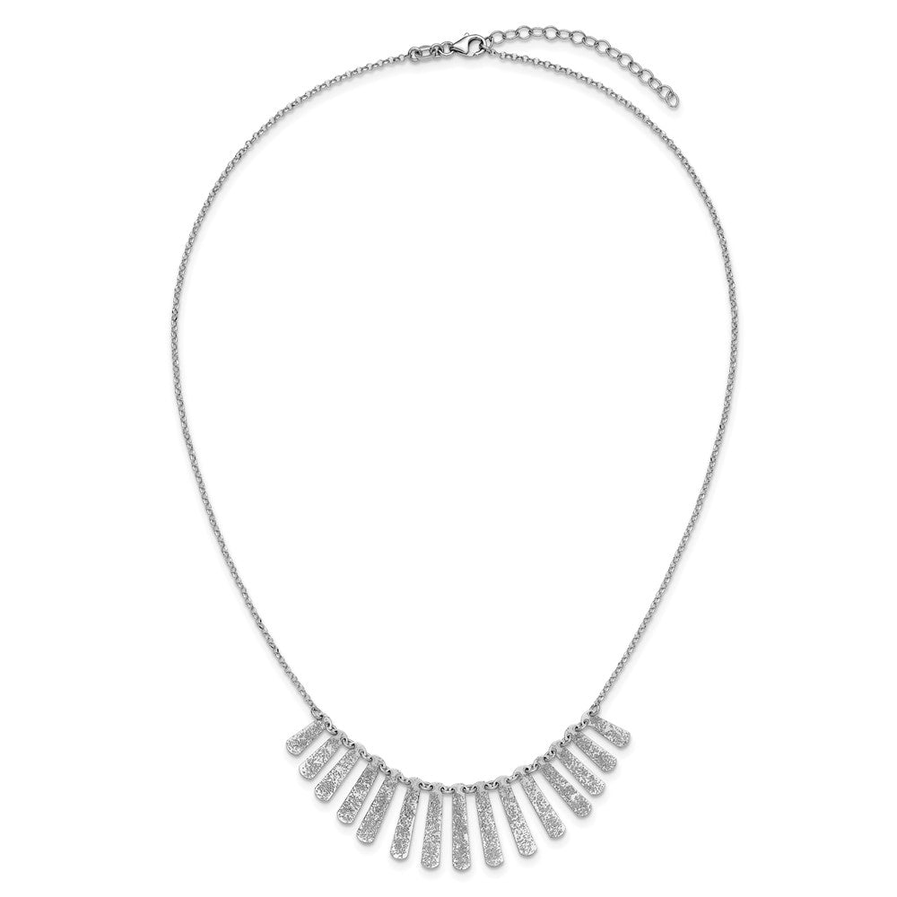 SS Radiant Essence Pol/Textured Bars with 2in Ext. Necklace