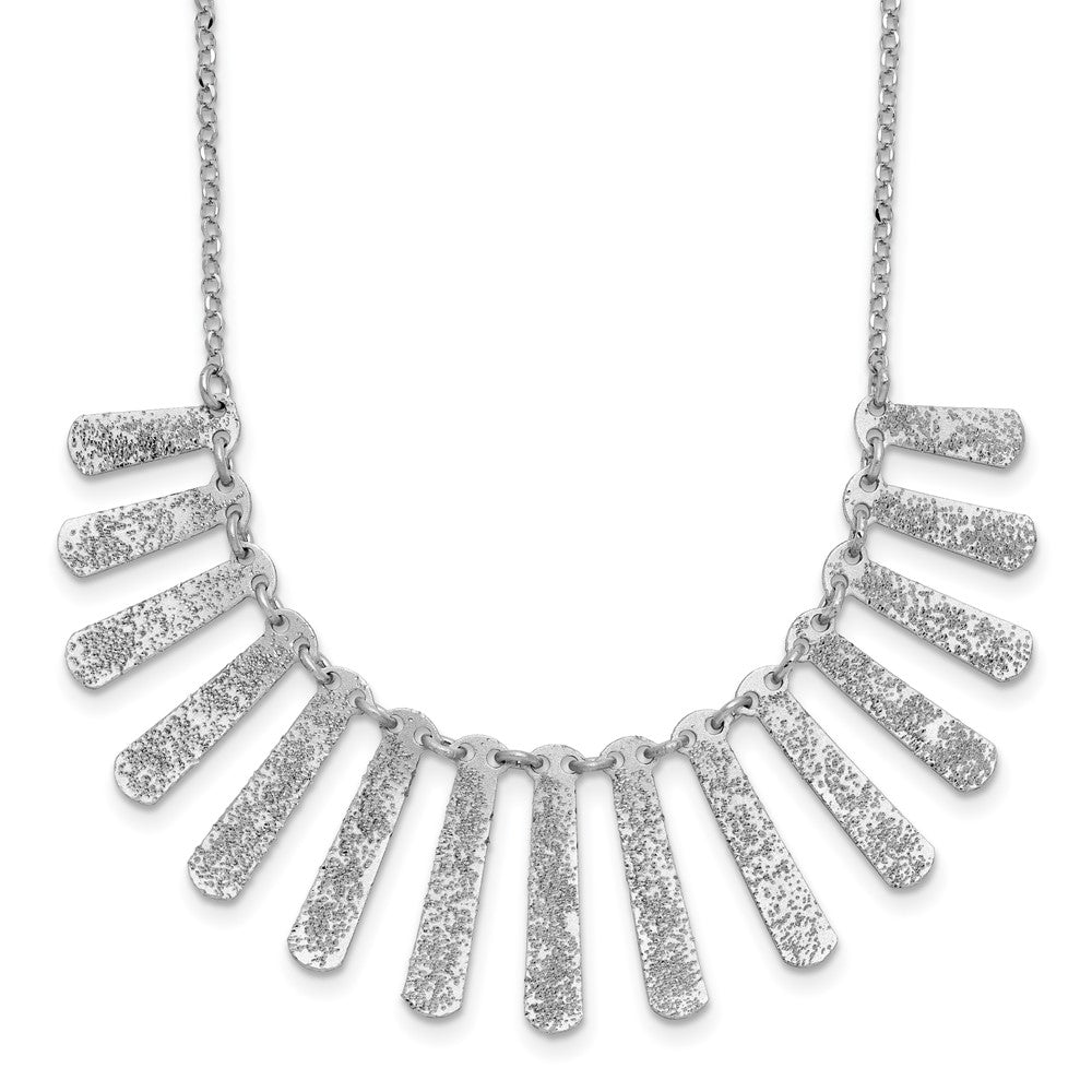 SS Radiant Essence Pol/Textured Bars with 2in Ext. Necklace