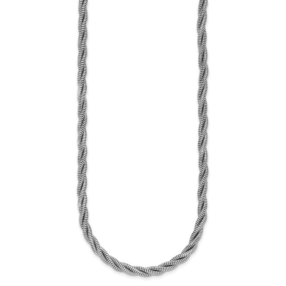 Sterling Silver Rhodium-plated Polished and Twisted Necklace