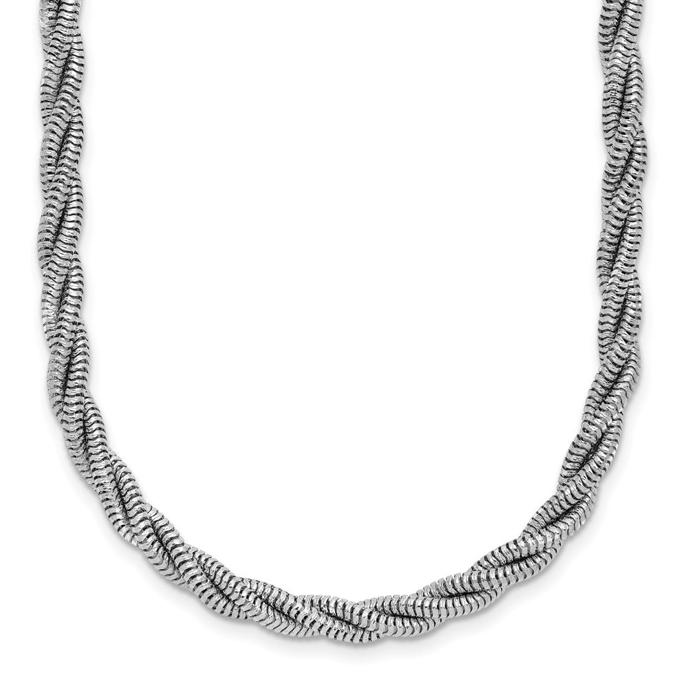 Sterling Silver Rhodium-plated Polished and Twisted Necklace