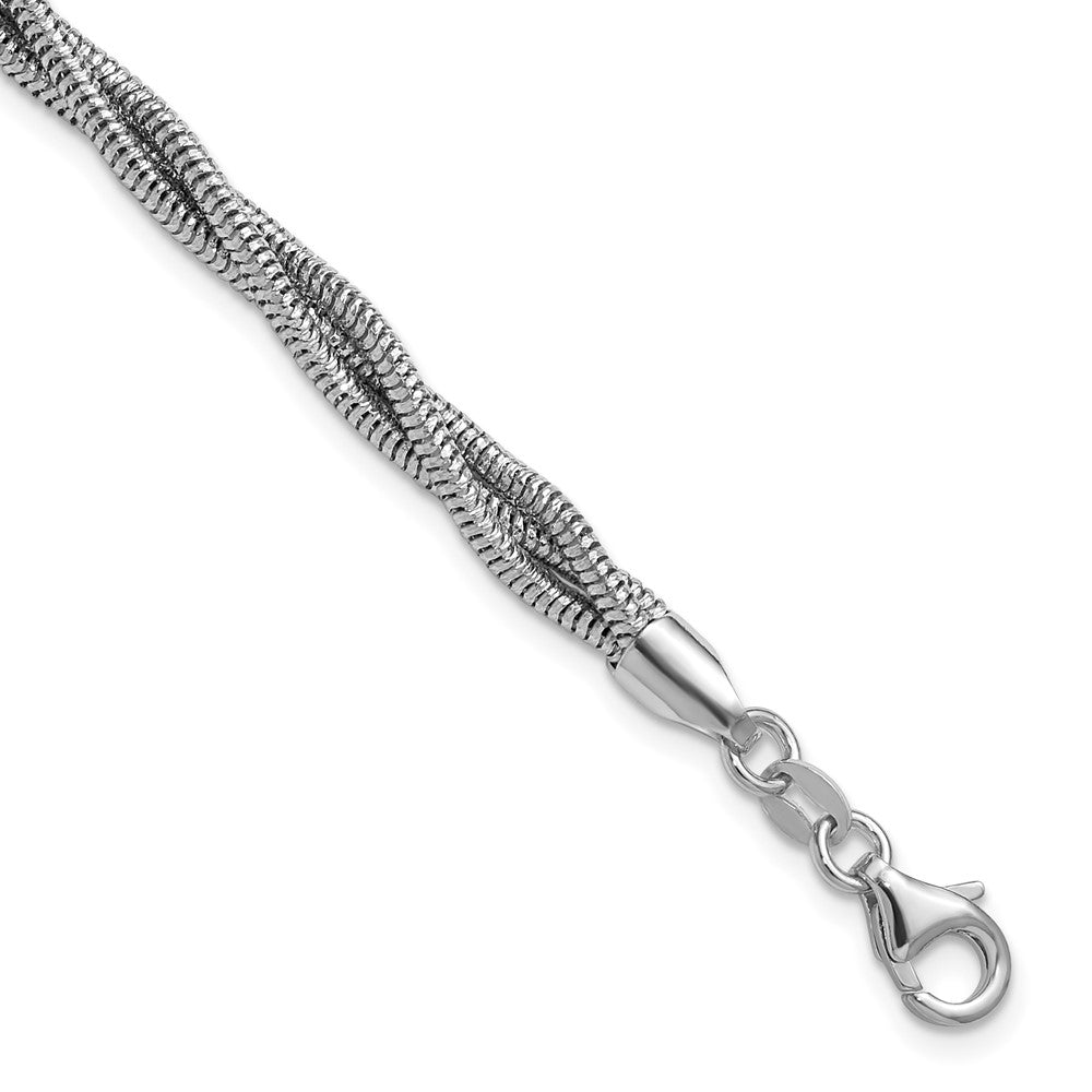 Sterling Silver Rhodium-plated Polished and Twisted Bracelet