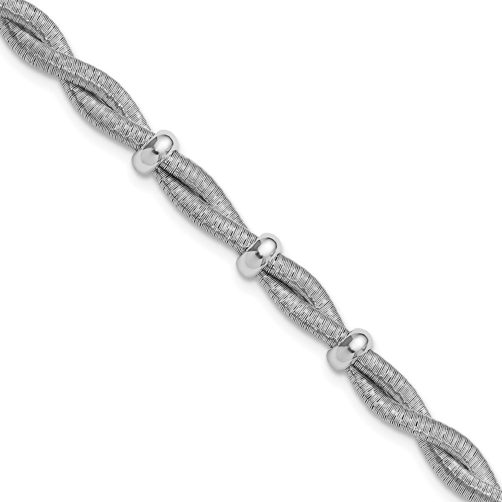 Sterling Silver Rhodium-plated Polished Braided with 1in ext. Bracelet