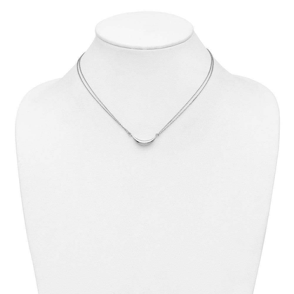 Sterling Silver Rhodium-plated Curved Bar 2-Strand with 2in ext. Necklace
