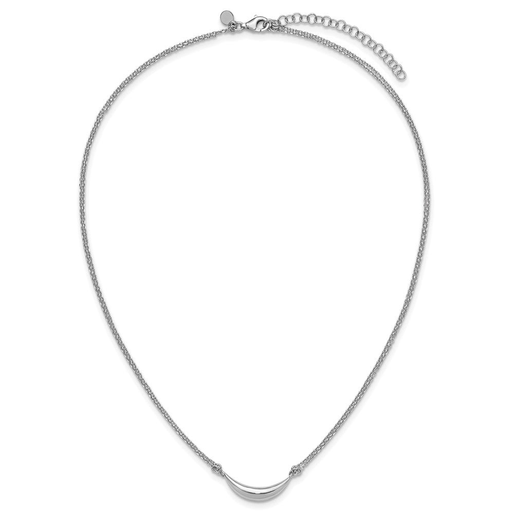 Sterling Silver Rhodium-plated Curved Bar 2-Strand with 2in ext. Necklace