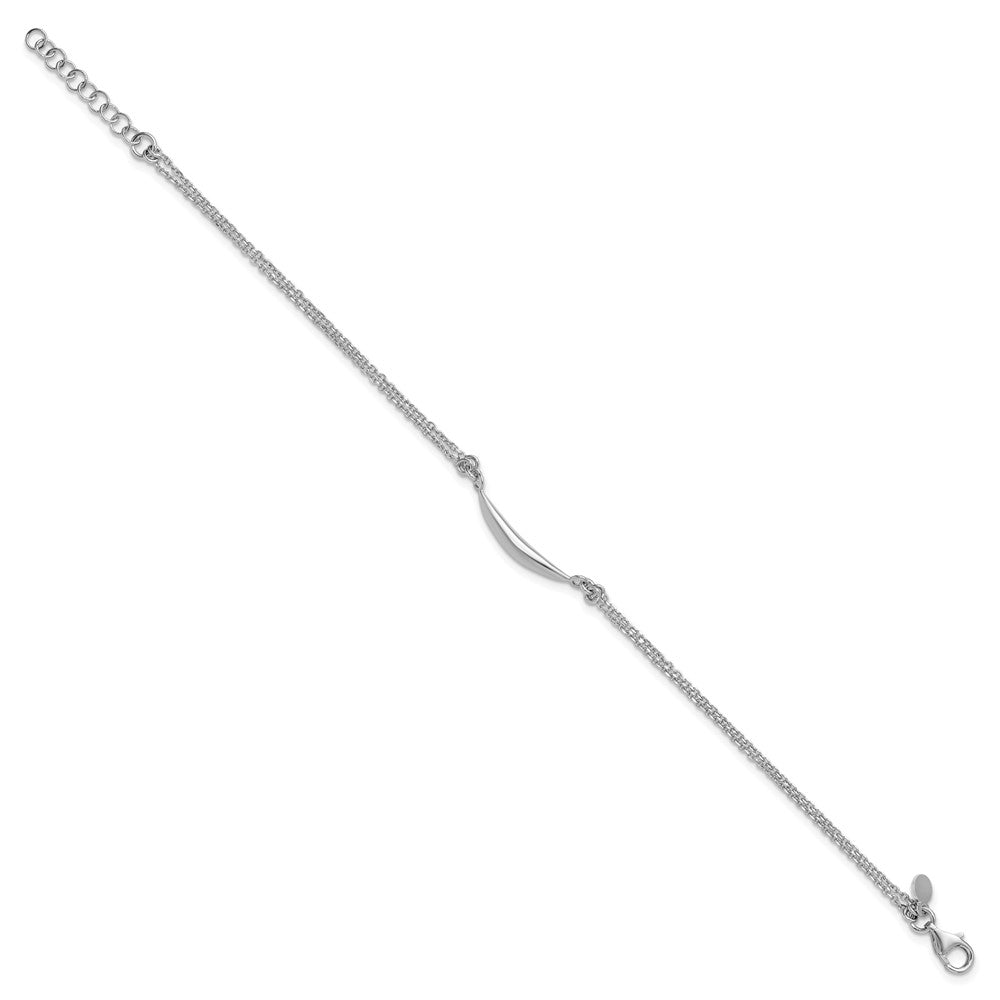 Sterling Silver Rhodium-plated Fancy Bar 2-Strand with .75in ext. Bracelet