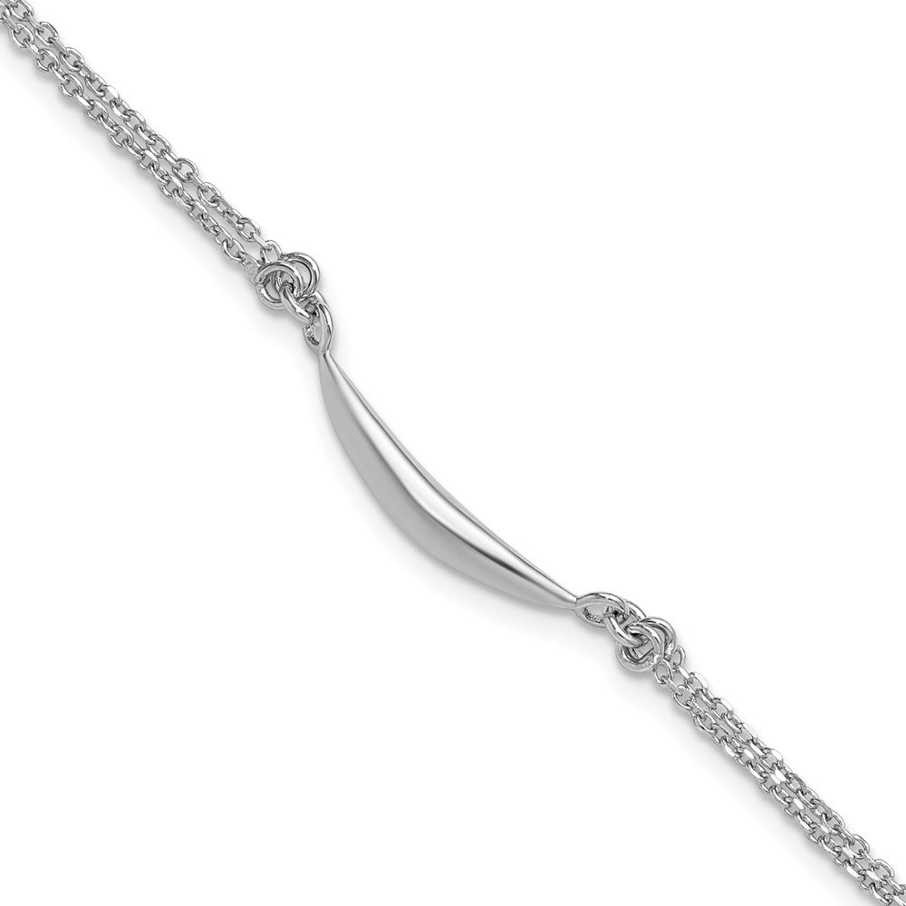 Sterling Silver Rhodium-plated Fancy Bar 2-Strand with .75in ext. Bracelet