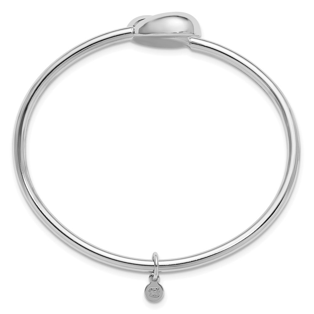 Sterling Silver Rhodium-plated Teardrop accent Flexible Bypass Bangle