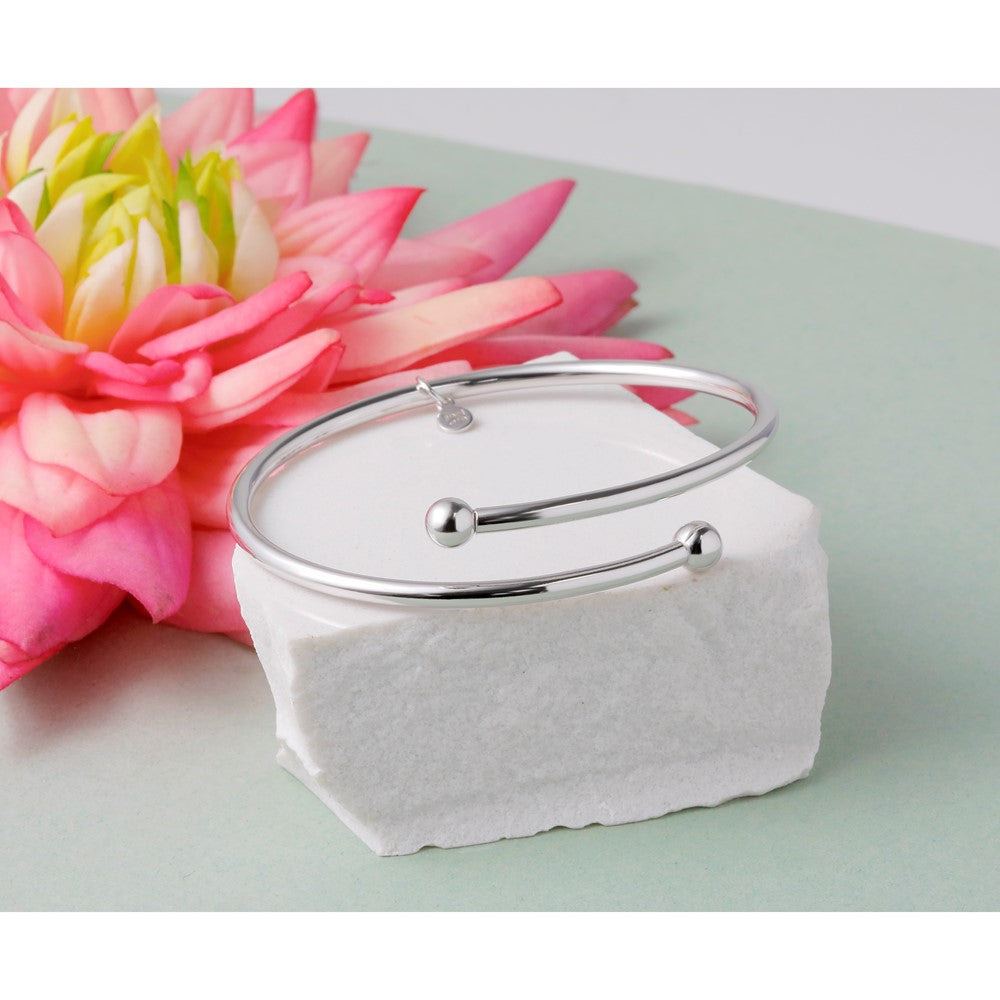 Sterling Silver Rhodium-plated Flexible Bypass Bangle