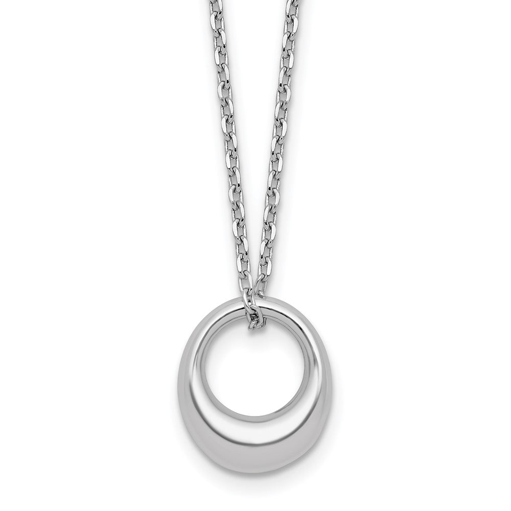 Sterling Silver Rhodium-plated Fancy Open Circle with 2in ext. Necklace