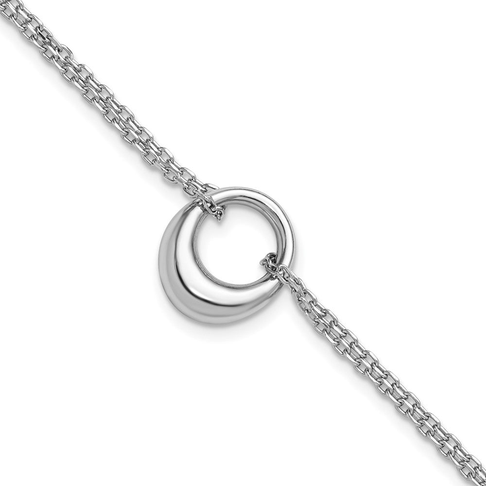 Sterling Silver Rhodium-plated Open Circle 2-Strand with 1in ext. Bracelet
