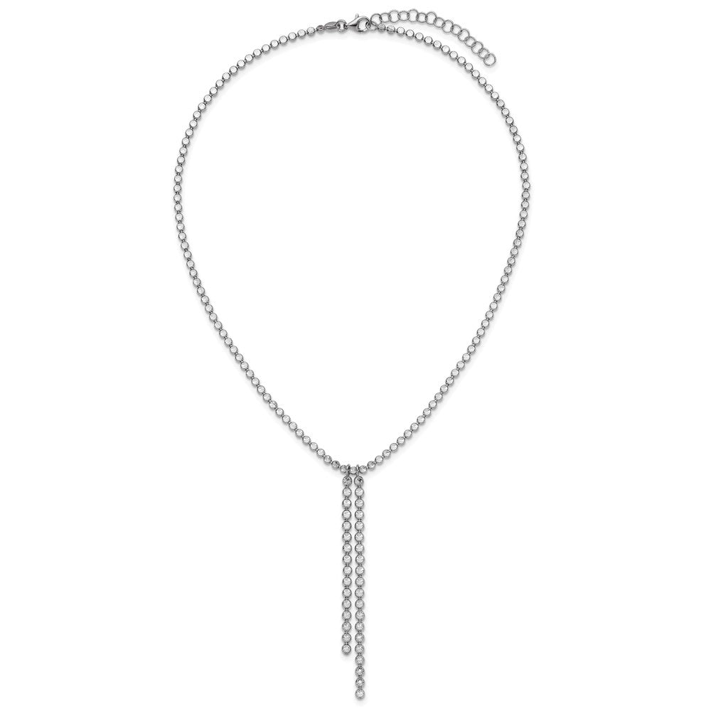 Sterling Silver Rhodium-plated Polished DC Drop with 2 ext. Necklace