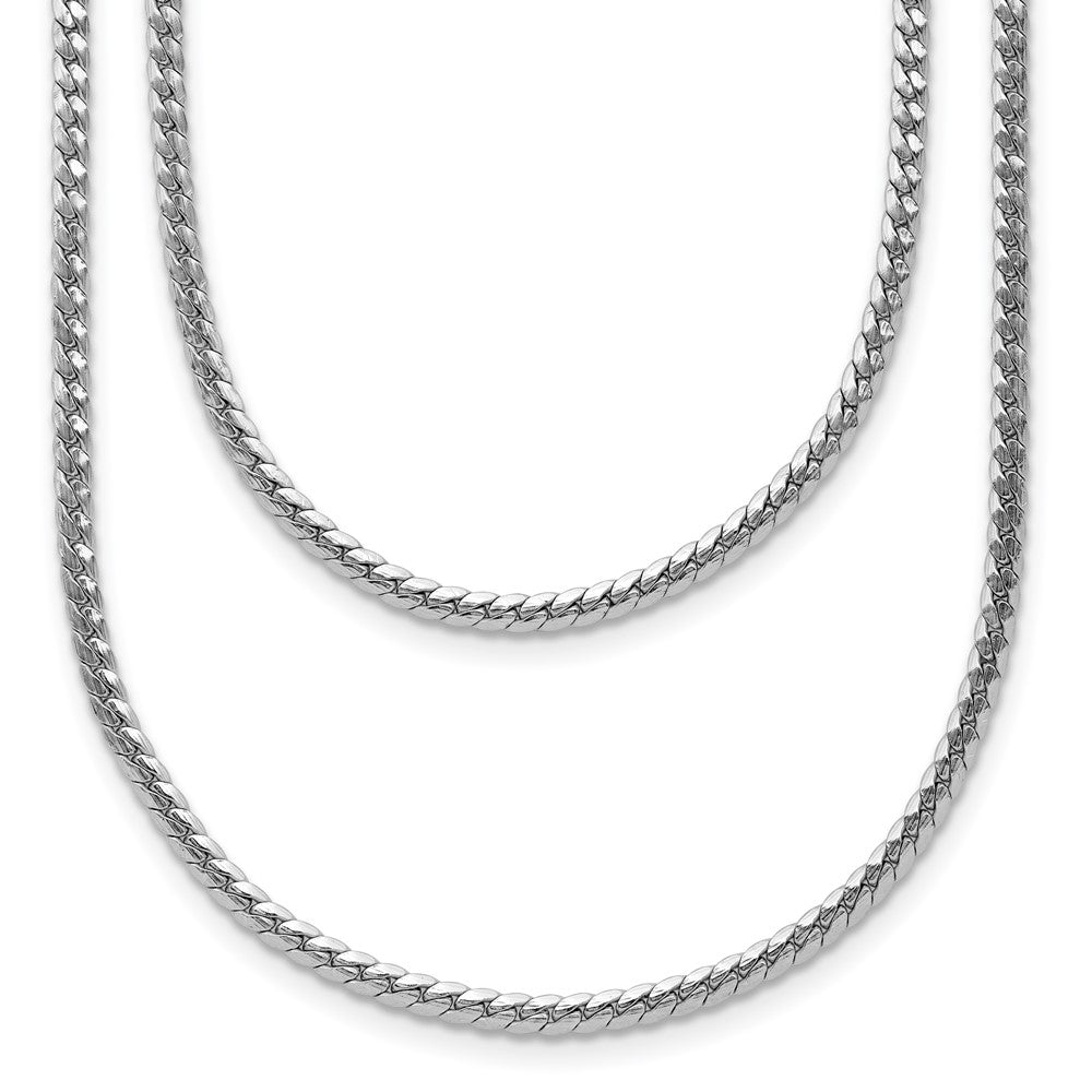 Sterling Silver RH-Plated Pol. Fancy 2-strand with 2in ext. Necklace