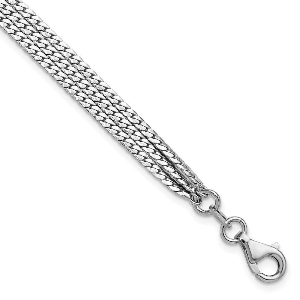 Sterling Silver RH-Plated Pol. Fancy 3-strand with 1in ext. Bracelet