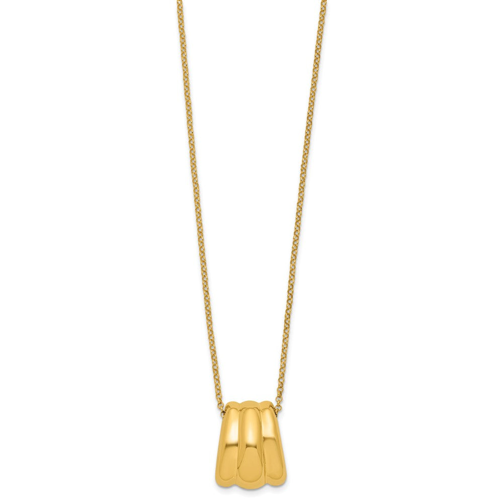 Sterling Silver Gold-tone Polished Fancy with 2in ext. Necklace