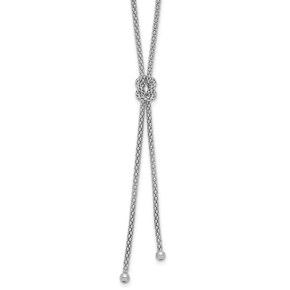 Sterling Silver Rhodium-plated Pol. with Knot Drop with 2in ext. Necklace