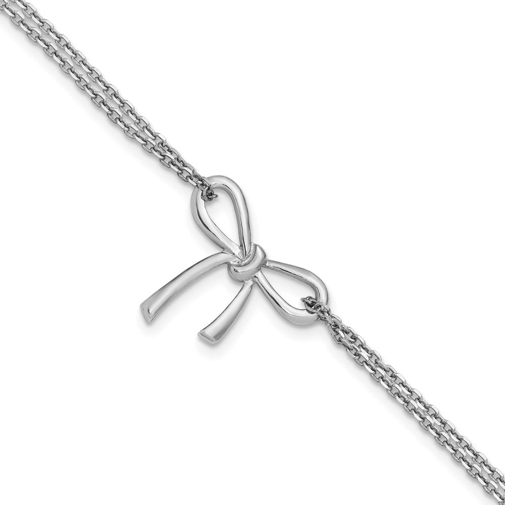 Sterling Silver Rhodium-plated Polished Two-strand Bow Bracelet