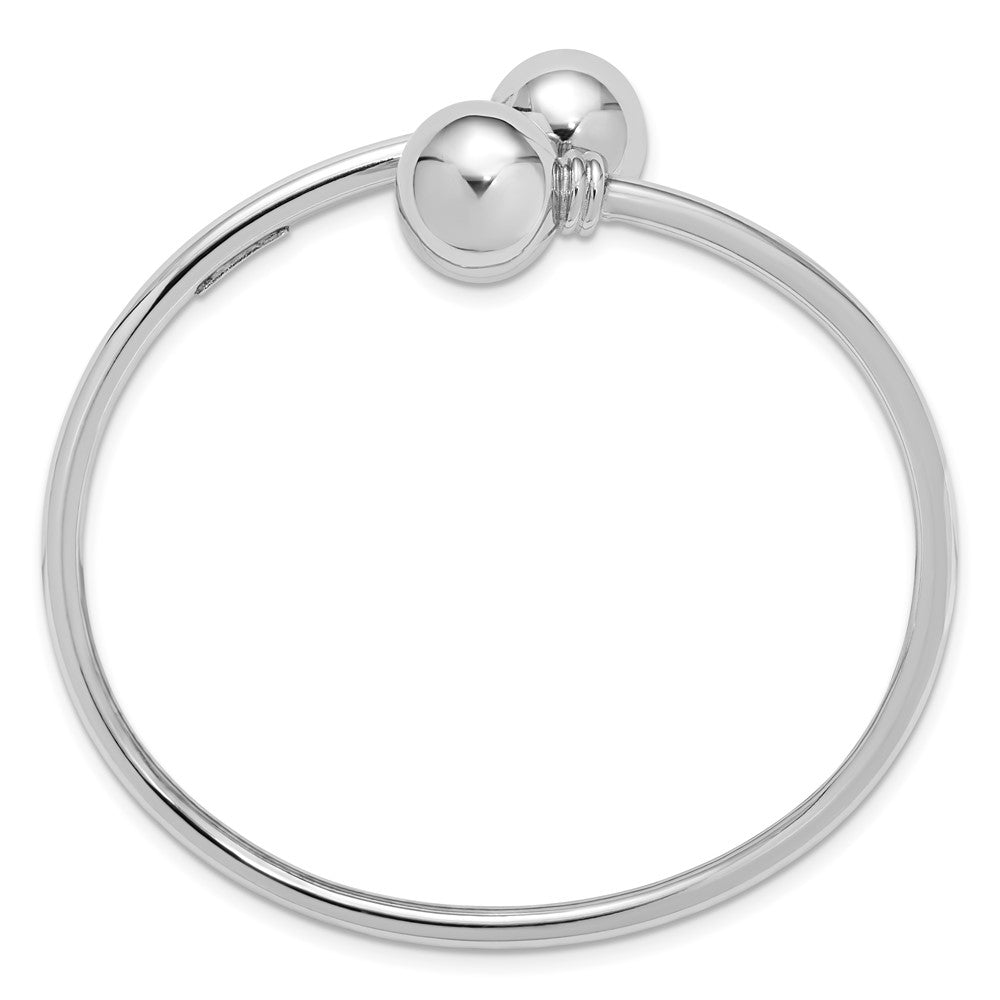 Sterling Silver Rhodium-plated Polished Ball Bypass Bangle
