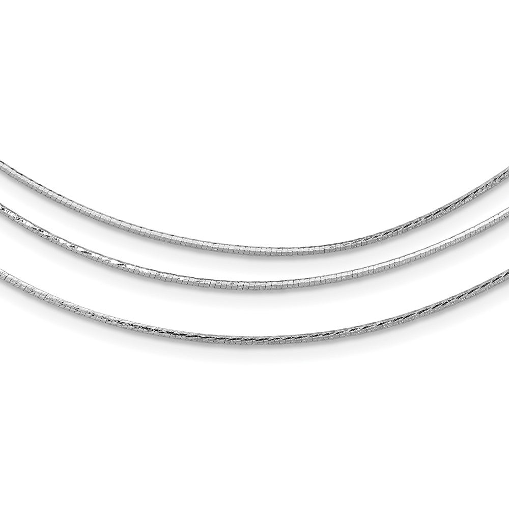 Sterling Silver Rhodium-plated Polished 3-strand with 2in ext. Necklace