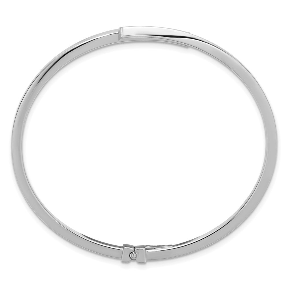 Sterling Silver Rhodium-plated Polished Bypass Hinged Cuff Bangle