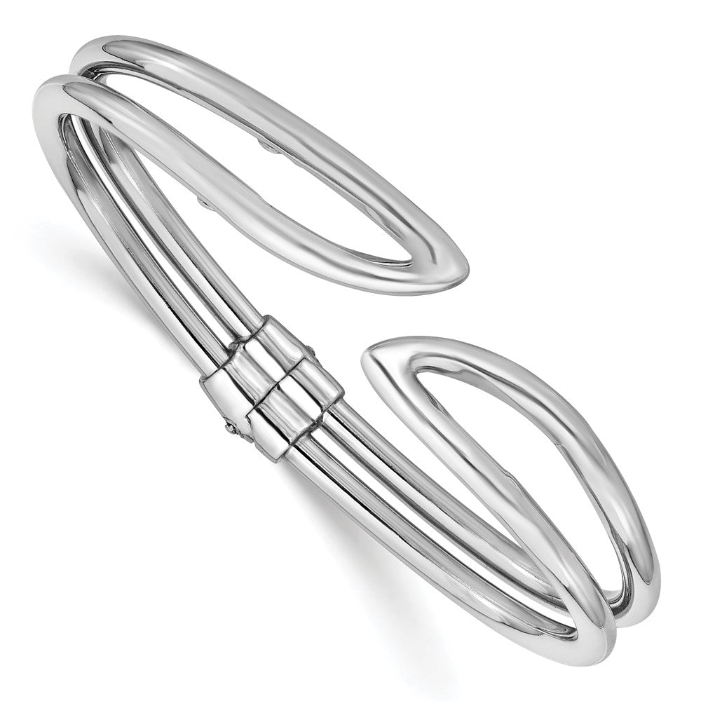 Sterling Silver Rhodium-plated Polished Hinged Bangle