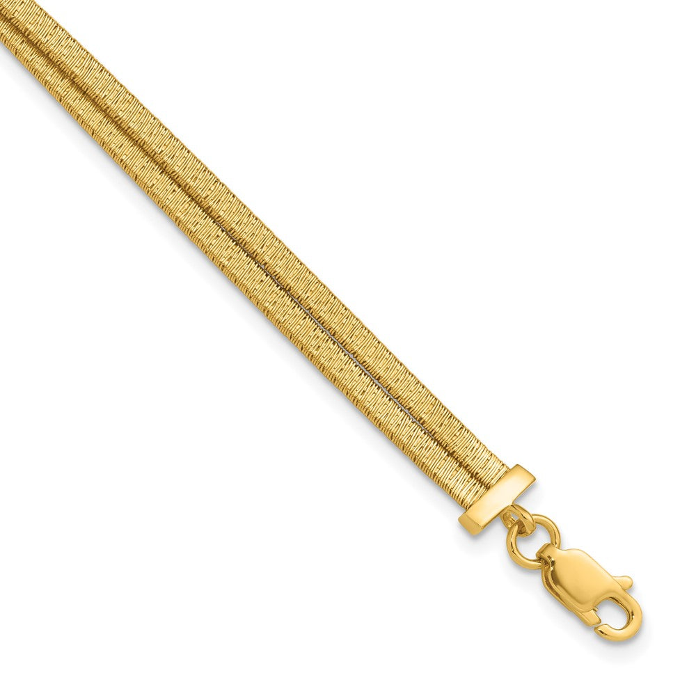 Sterling Silver Gold-pl Satin/Textured 2-Strand with 1in ext. Bracele