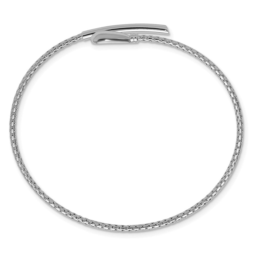 Sterling Silver Rhodium-plated Polished and Textured Bypass Flexible Cu