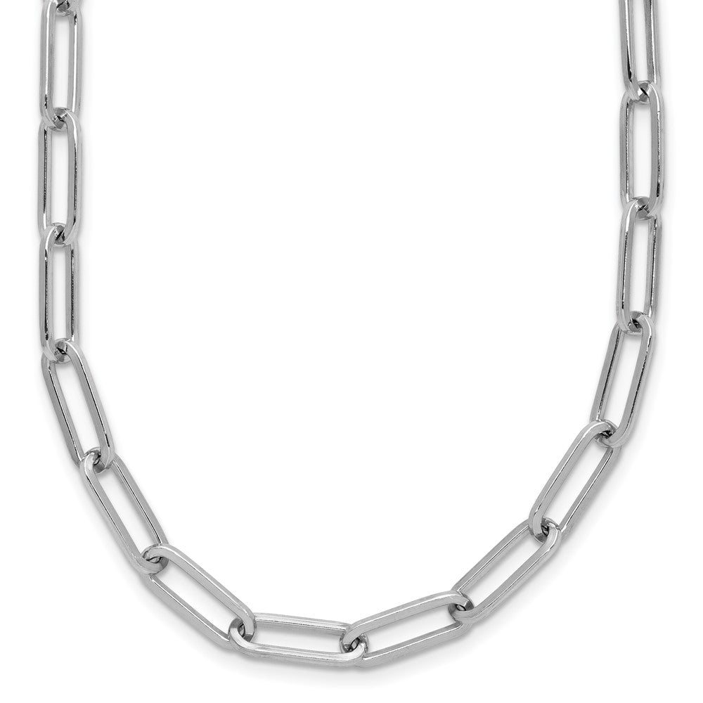 Sterling Silver Rhodium-plated Polished Paperclip Toggle Necklace