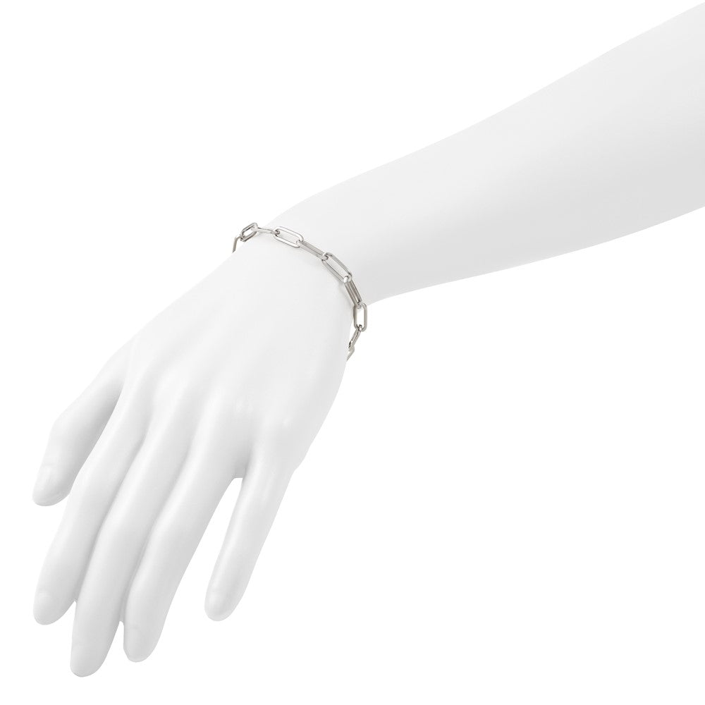 Sterling Silver Rhodium-plated Polished Paperclip Toggle Bracelet
